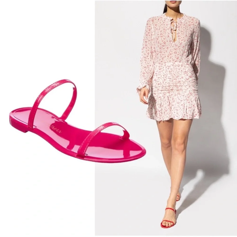 NEW Stuart Weitzman Magenta pink Sawyer jelly‎ slide semi sheer rubber sandals 9